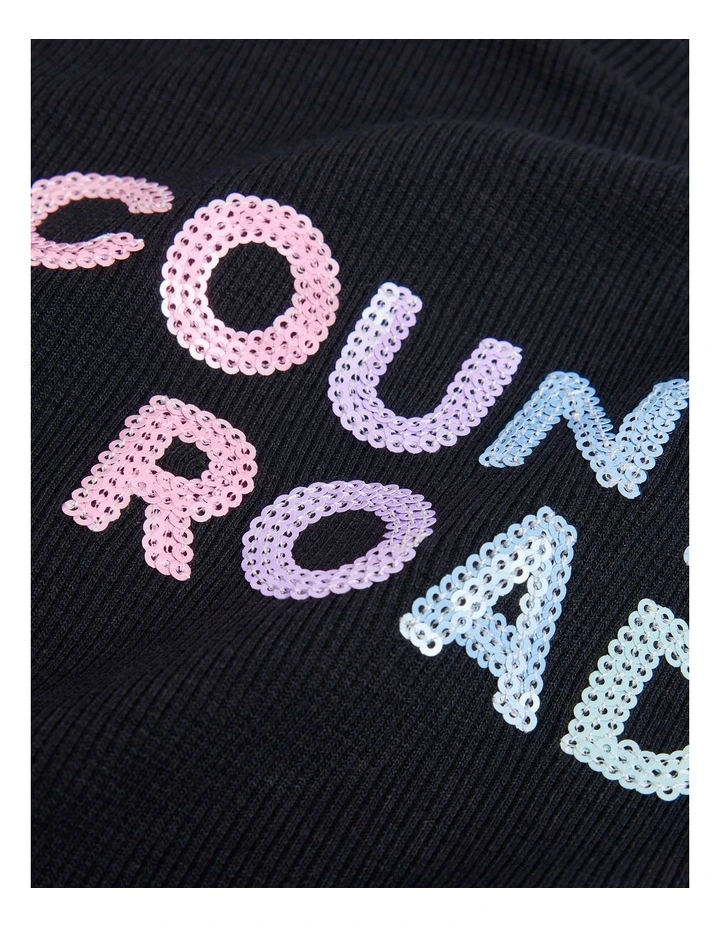 Polyester Blend Sequin Logo T-Shirt Dress in Multi Charcoal image 2