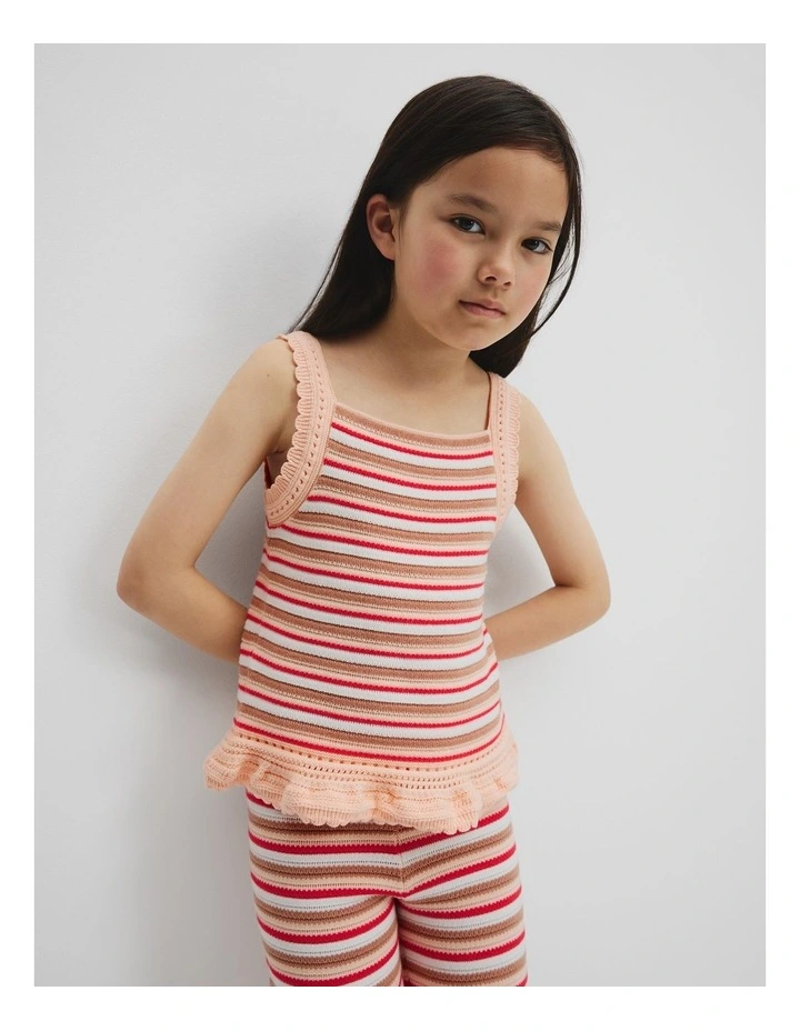 Organically Grown Cotton Knit Cami in Multi Stripe image 2