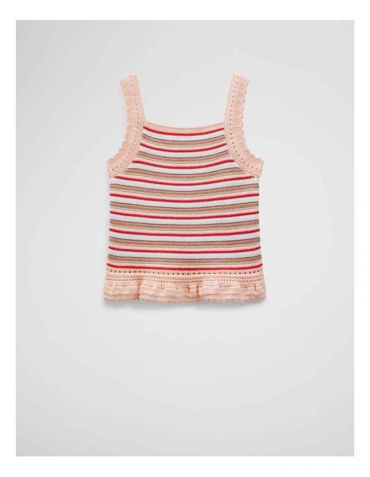 Organically Grown Cotton Knit Cami in Multi Stripe image 4