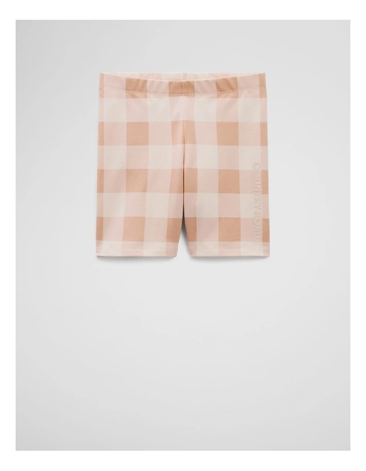 Organically Grown Cotton Blend Bike Short in Toast Check image 1