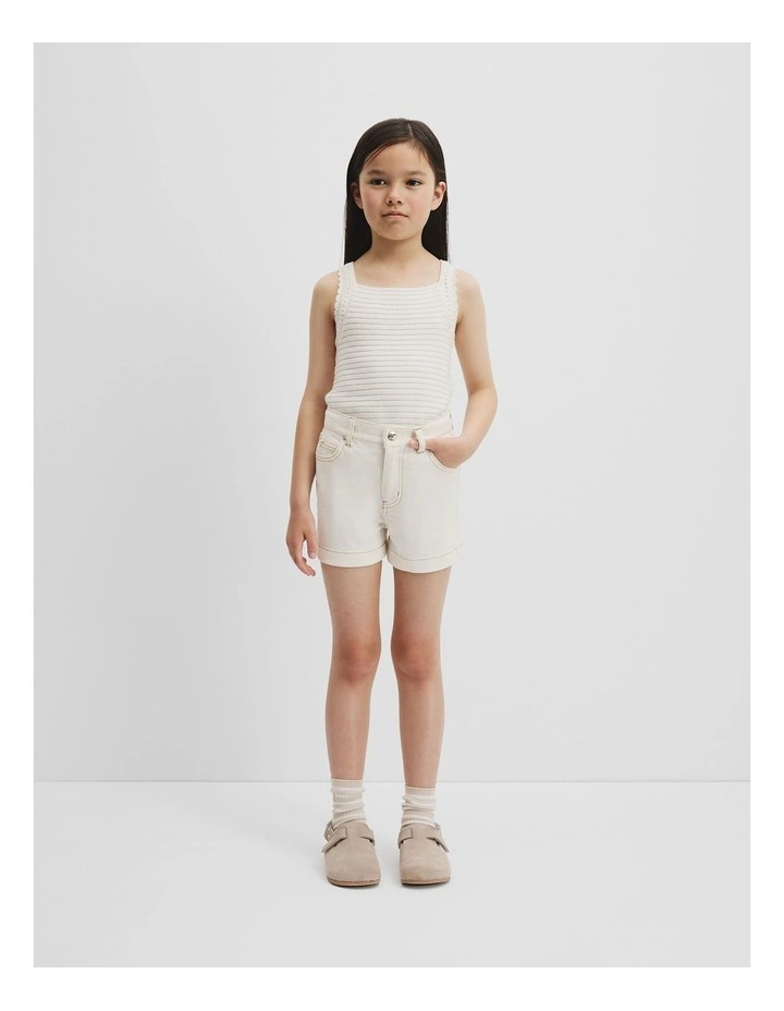 High Rise Denim Short in Marshmallow image 1
