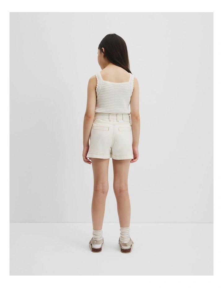 High Rise Denim Short in Marshmallow image 3