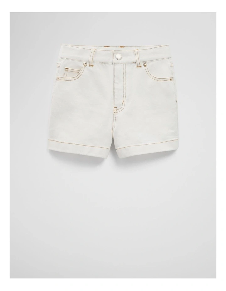 High Rise Denim Short in Marshmallow image 4