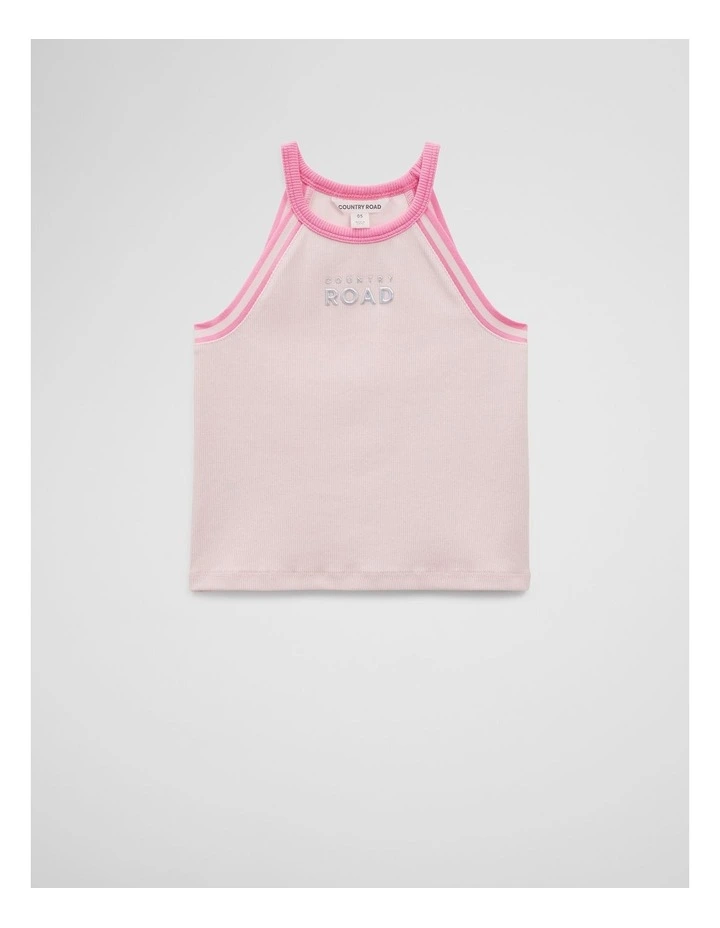 Organically Grown Cotton Logo Halter Tank in Mineral Pink image 1