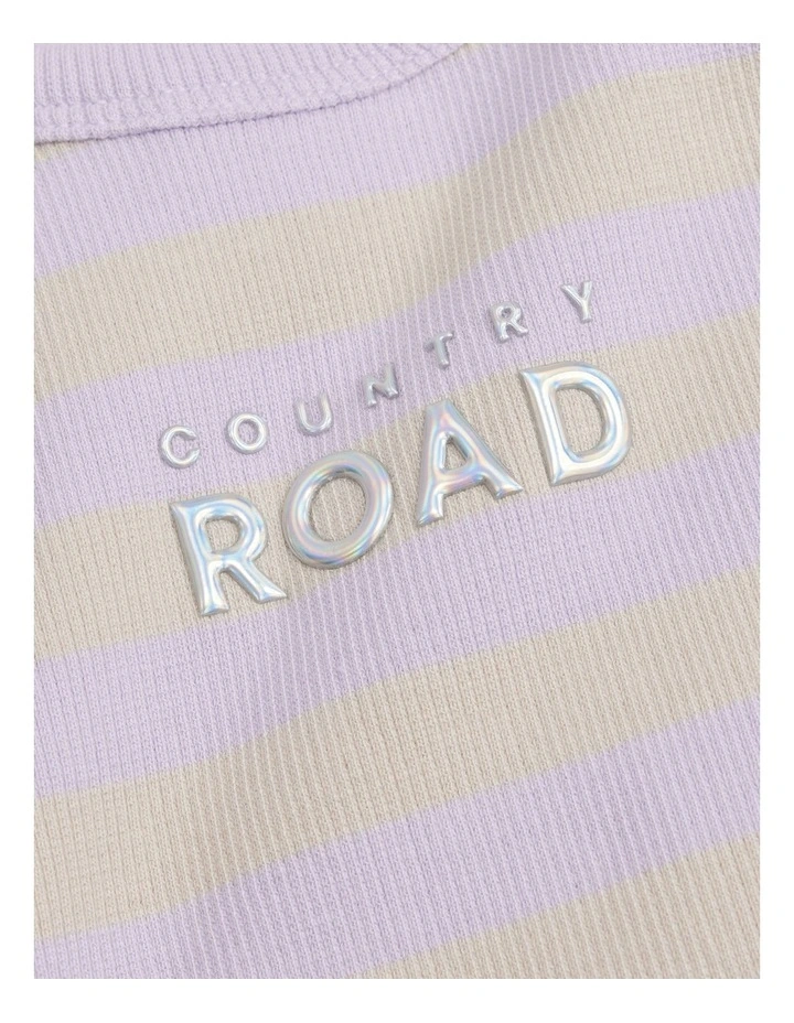 Australian Cotton Logo Halter Tank in Lilac Stripe image 2