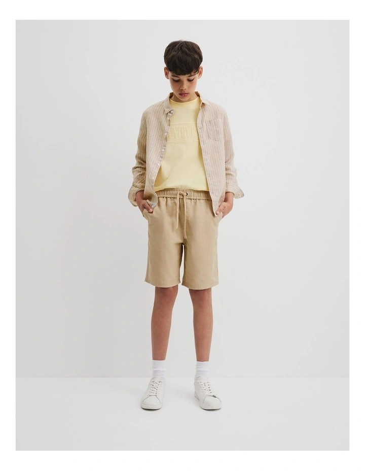 Teen Cotton Linen Short in Wheat image 1