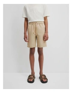 Teen Cotton Linen Short in Wheat