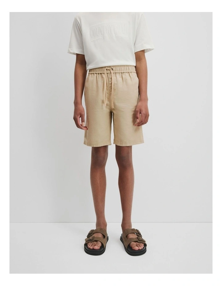 Teen Cotton Linen Short in Wheat image 1