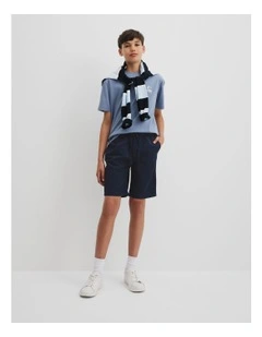 Teen Cotton Linen Short in Navy