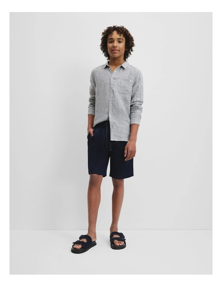 Teen Cotton Linen Short in Navy image 1