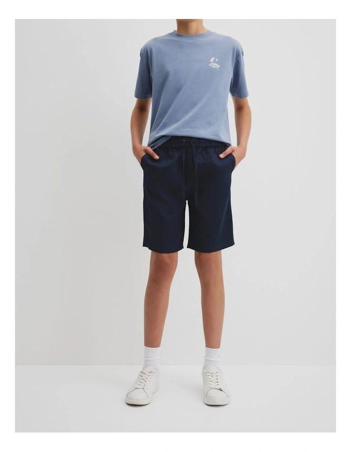 Teen Cotton Linen Short in Navy image 2