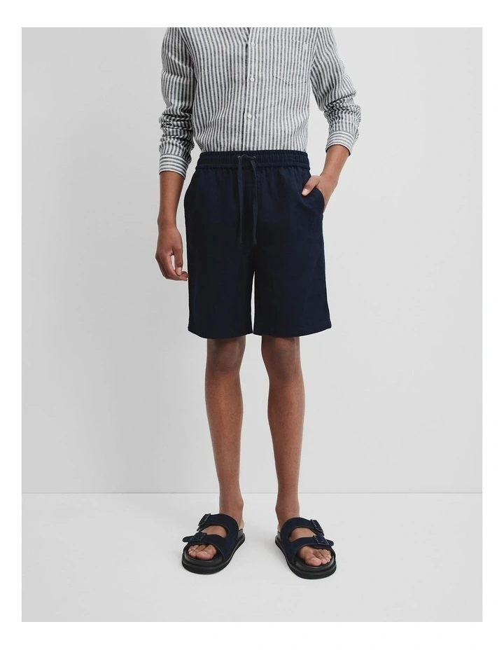 Teen Cotton Linen Short in Navy image 2
