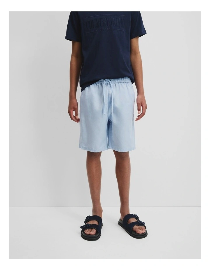 Teen Cotton Linen Short in Soft Blue image 2