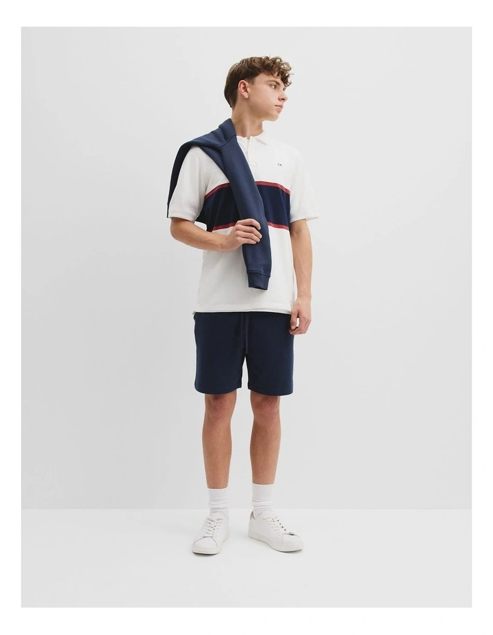 Teen Organically Grown Cotton Stripe Polo Shirt in Navy Brick image 2