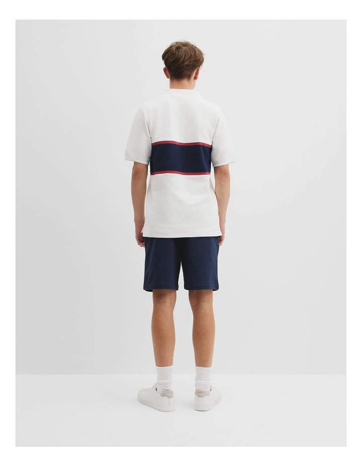 Teen Organically Grown Cotton Stripe Polo Shirt in Navy Brick image 4