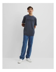 Teen Verified Australian Cotton Heritage Oversized T-shirt in Navy