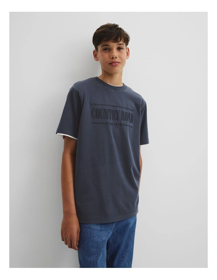 Teen Verified Australian Cotton Heritage Oversized T-shirt in Navy image 2