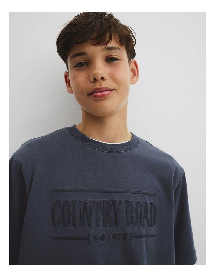 Teen Verified Australian Cotton Heritage Oversized T-shirt in Navy image 3