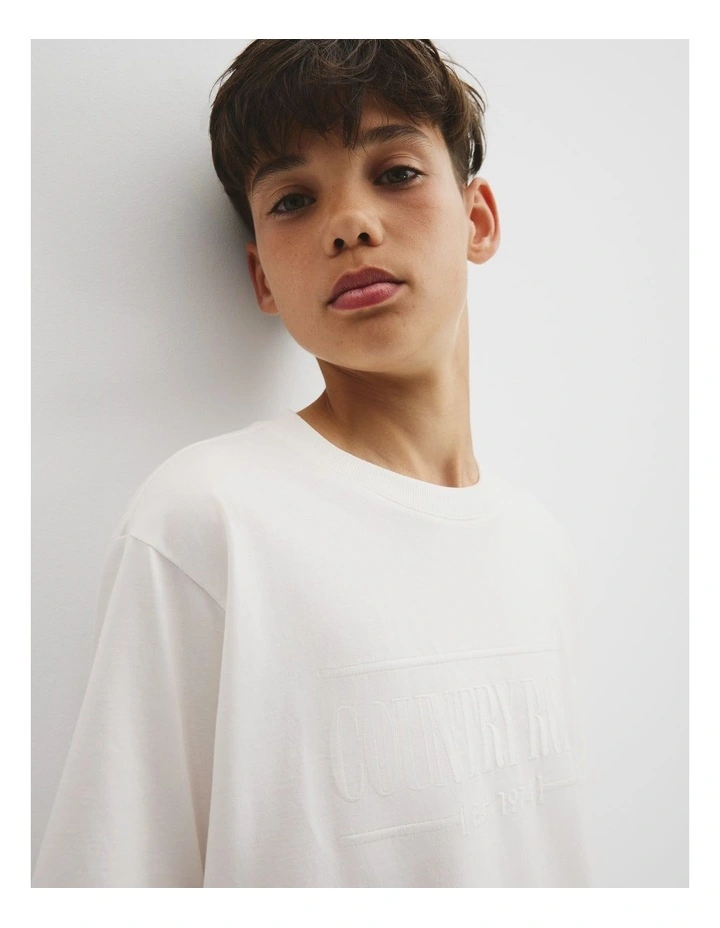 Teen Verified Australian Cotton Heritage Oversized T-shirt in Marshmallow image 3