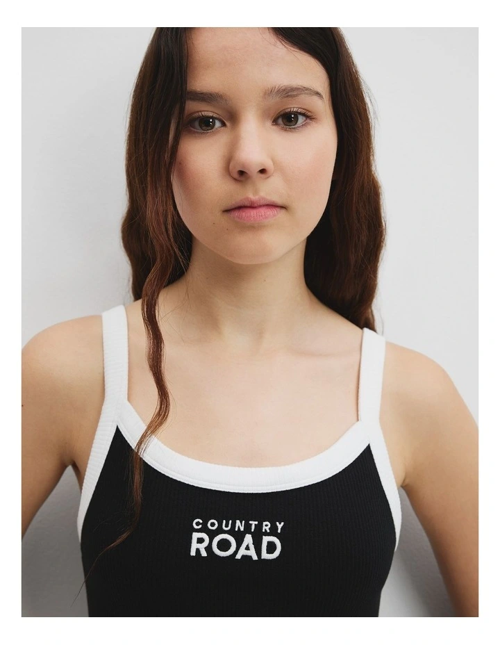 Teen Rib Midi Dress in Black image 3