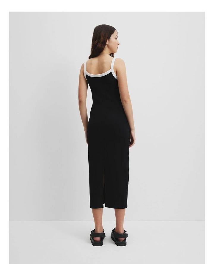 Teen Rib Midi Dress in Black image 4