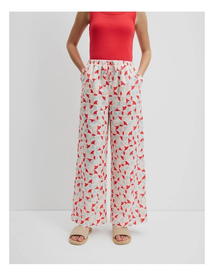 Teen Linen Pant in Geometric Print image 2