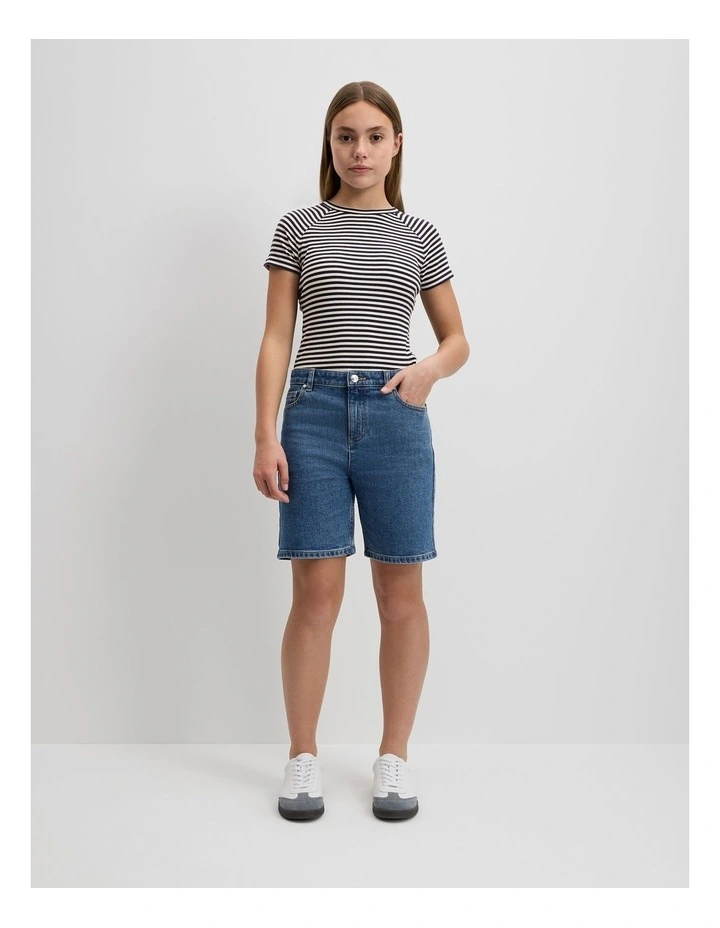 Teen High Rise Denim Short in Light Indigo image 1