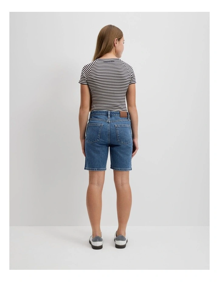 Teen High Rise Denim Short in Light Indigo image 4