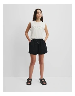 Teen Organically Grown Linen Short in Black