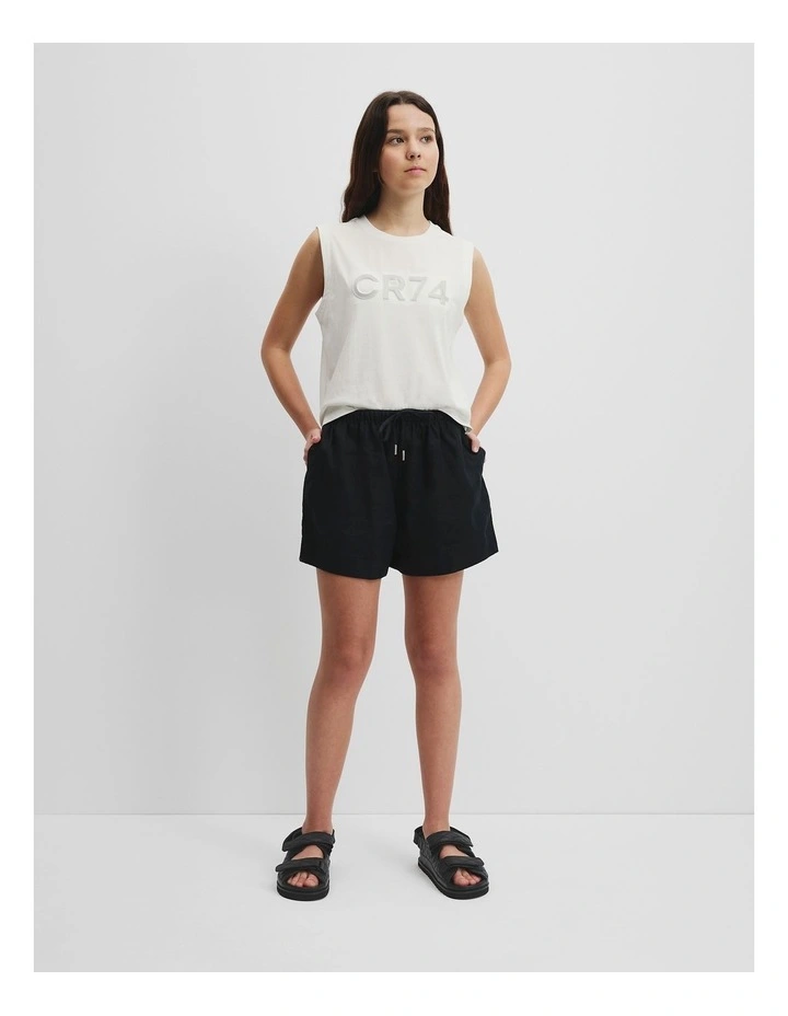 Teen Organically Grown Linen Short in Black image 1