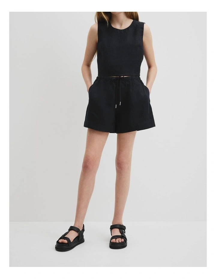 Teen Organically Grown Linen Short in Black image 2