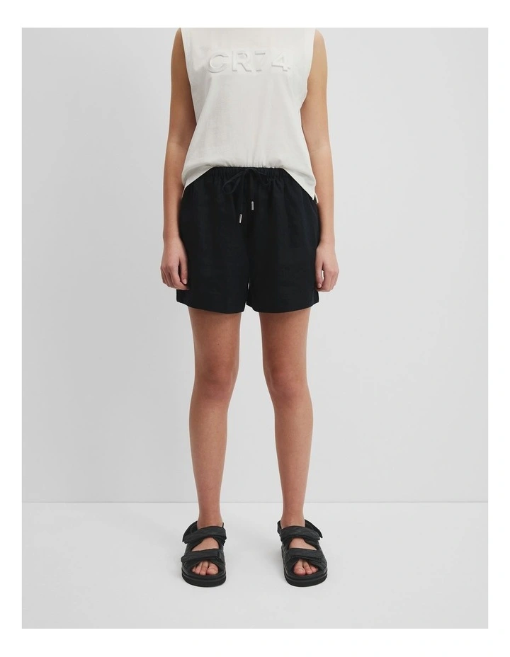 Teen Organically Grown Linen Short in Black image 2
