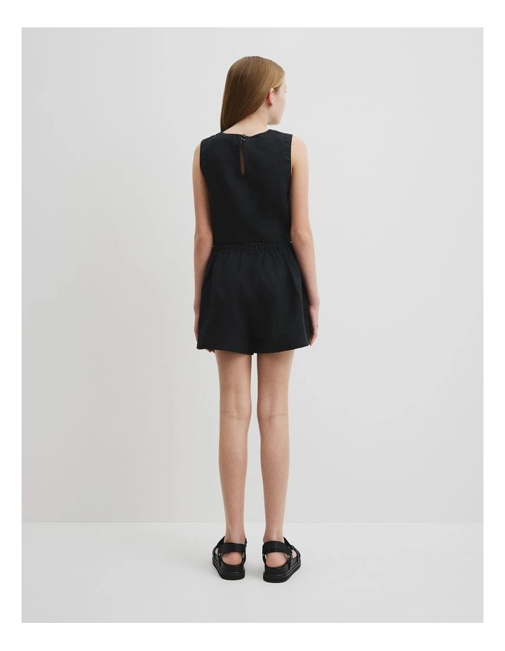 Teen Organically Grown Linen Short in Black image 4