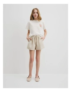 Teen Organically Grown Linen Short in Flax