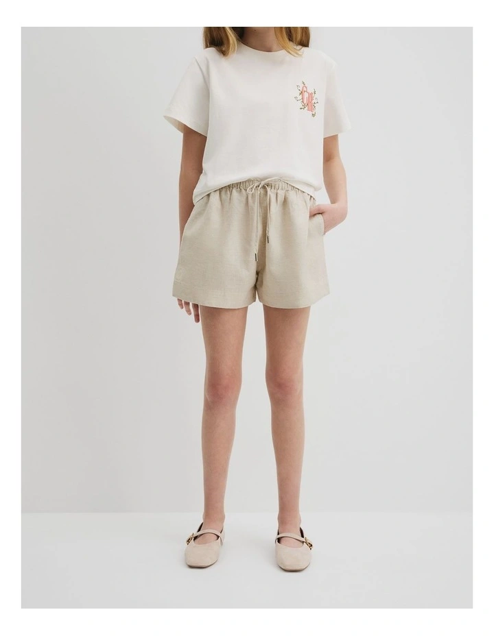 Teen Organically Grown Linen Short in Flax image 2