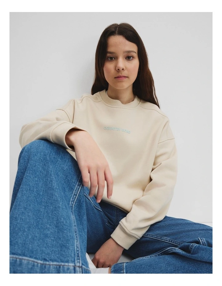 Teen Cotton Blend Longline Logo Sweat in Shell image 1