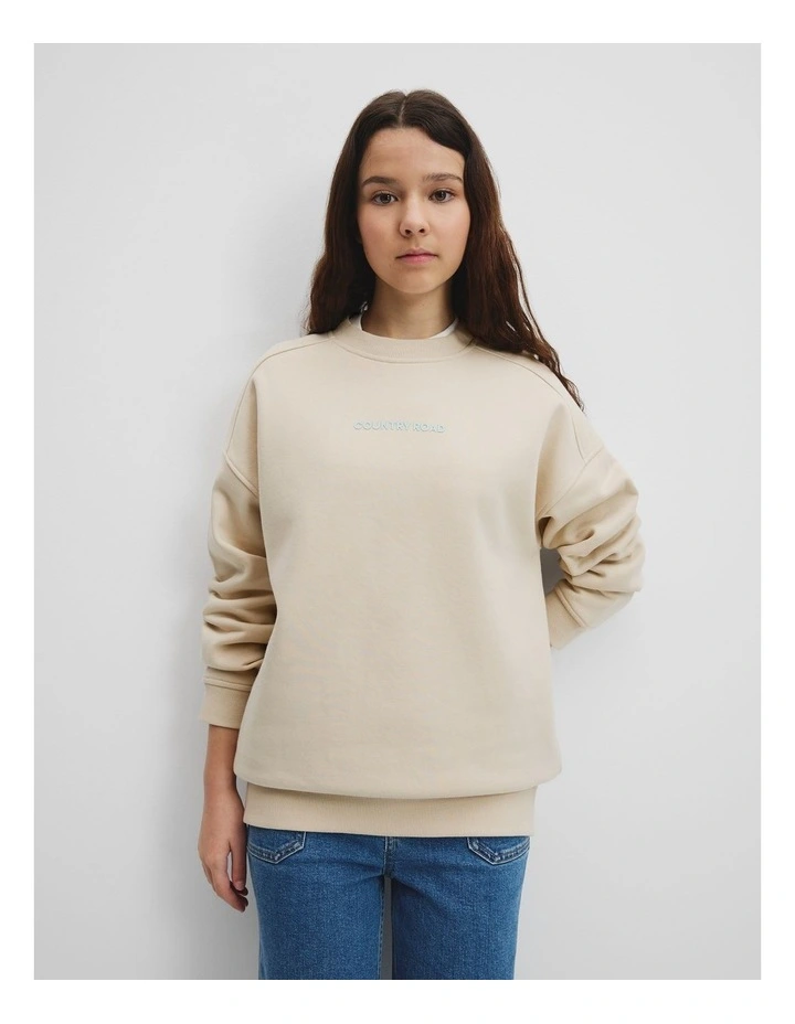 Teen Cotton Blend Longline Logo Sweat in Shell image 3