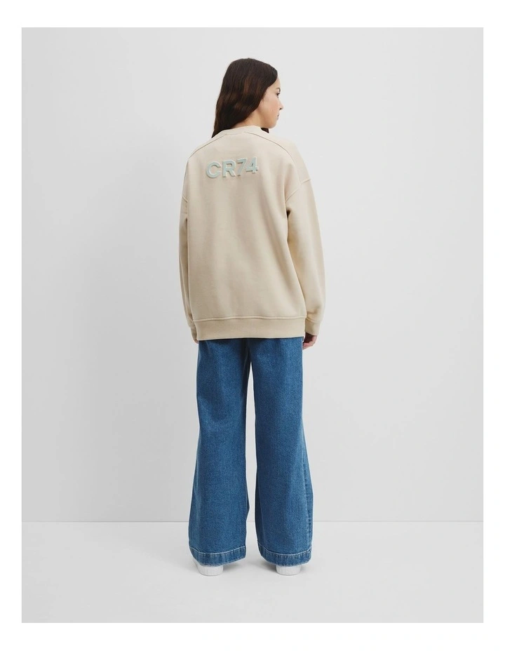 Teen Cotton Blend Longline Logo Sweat in Shell image 4