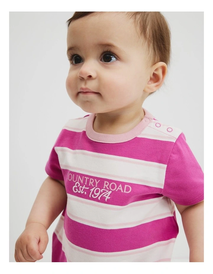 Organically Grown Cotton Country Road 74 Stripe Bodysuit in Grape image 1