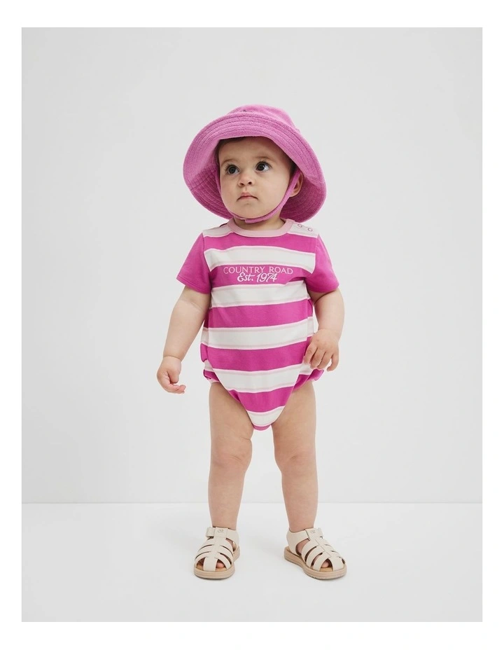 Organically Grown Cotton Country Road 74 Stripe Bodysuit in Grape image 2