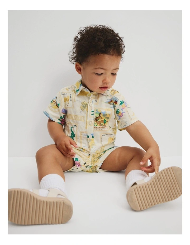 Holiday Romper in Postcard Print image 1