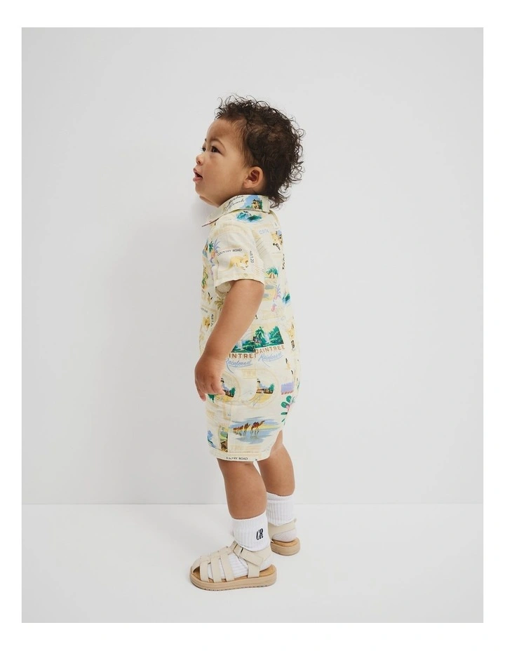 Holiday Romper in Postcard Print image 2
