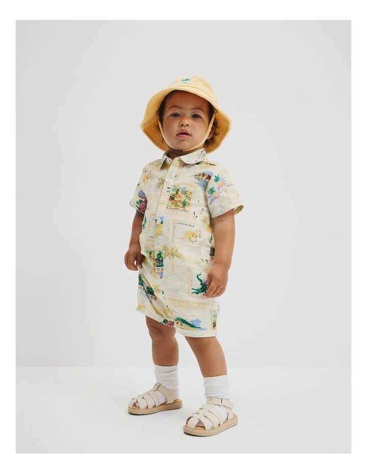 Holiday Romper in Postcard Print image 3