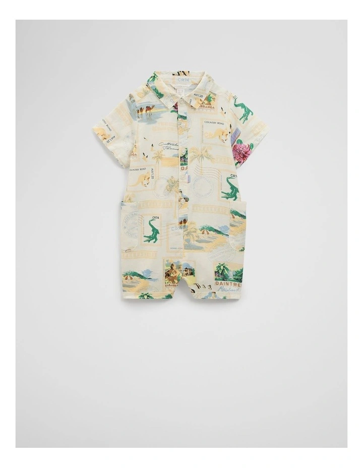 Holiday Romper in Postcard Print image 4