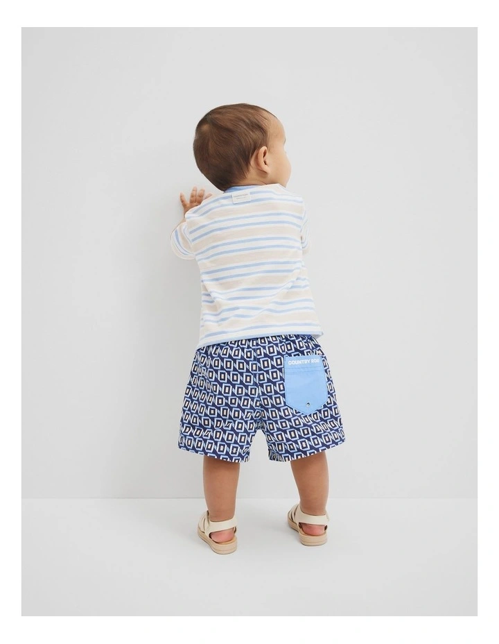 Recycled Blend Geometric Board Short in Arctic Blue image 3