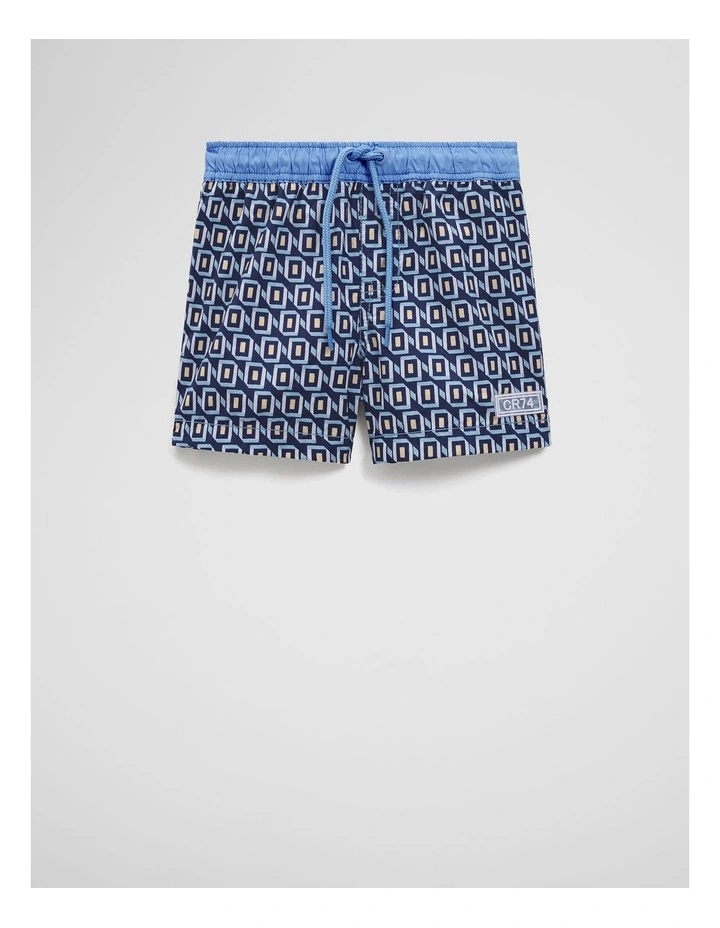 Recycled Blend Geometric Board Short in Arctic Blue image 4