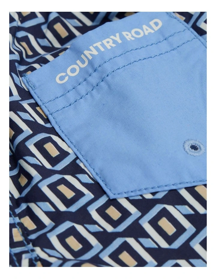 Recycled Blend Geometric Board Short in Arctic Blue image 5