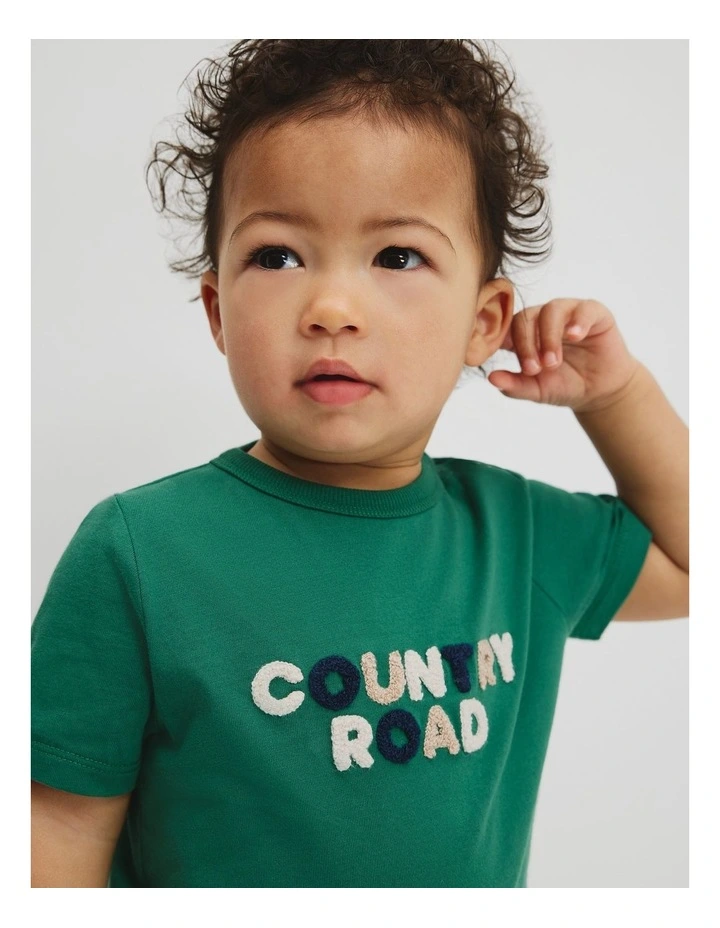 Organically Grown Cotton Boucle Logo T-shirt in Jungle image 2