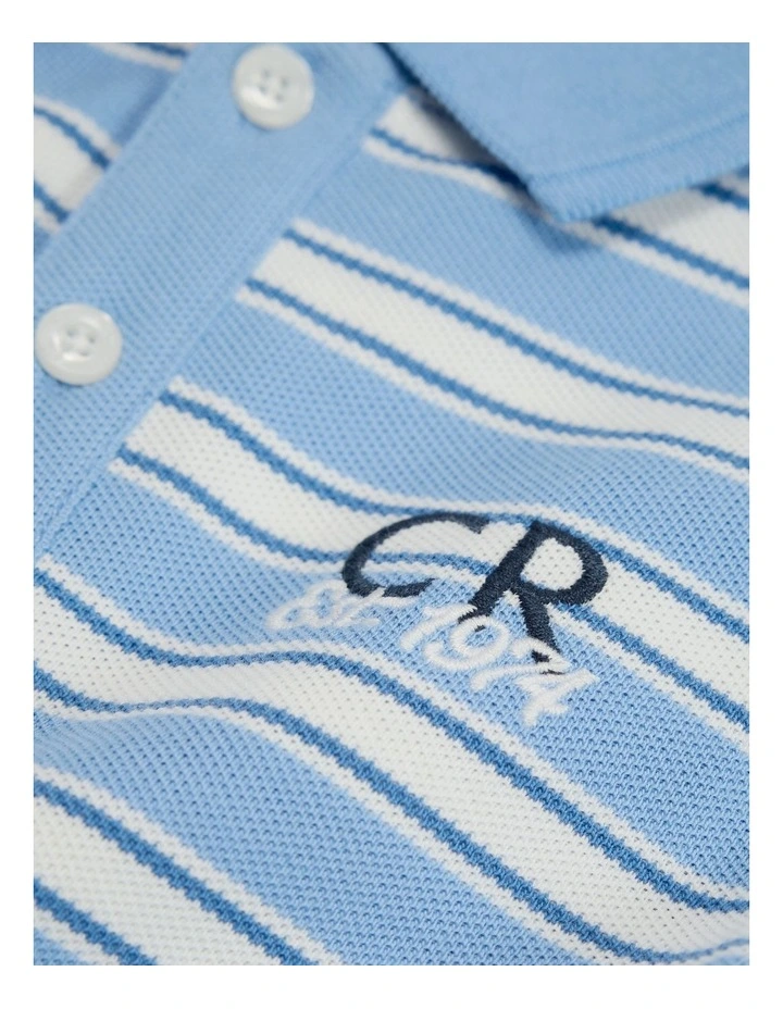 Australian Cotton CR Est. 1974 Polo Shirt in Arctic Blue Stripe image 5