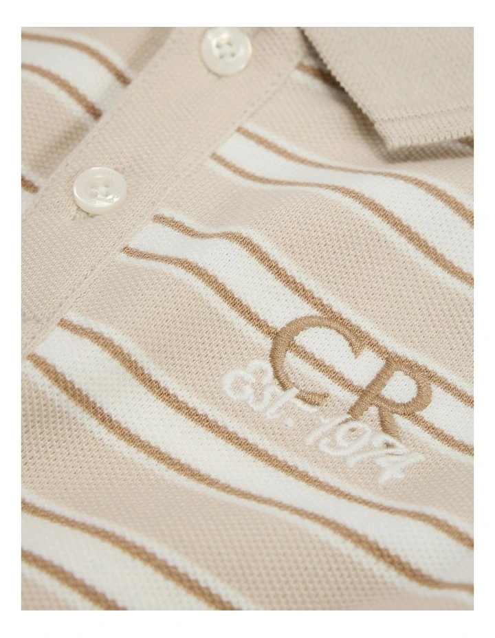 Australian Cotton CR Est. 1974 Polo Shirt in Sand Stripe image 2